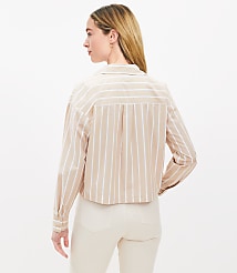 Striped Poplin Wide Sleeve Modern Utility Shirt carousel Product Image 3