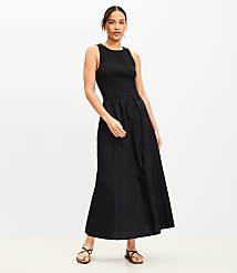 Tall Poplin Mixed Media Midi Pocket Dress carousel Product Image 1