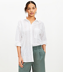 Petite Eyelet Everyday Oversized Pocket Shirt carousel Product Image 2