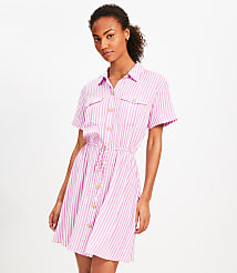 Petite Striped Mini Pocket Shirtdress carousel Product Image 1