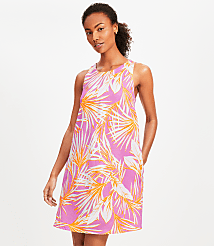 Petite Island Frond Linen Blend Cutout Back Mini Pocket Dress carousel Product Image 2