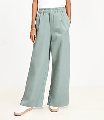 Petite Pleated Pull On Wide Leg Pants in Twill carousel Product Image 3