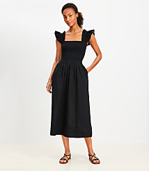 LOFT Beach Smocked Ruffle Strap Midi Pocket Dress carousel Product Image 2