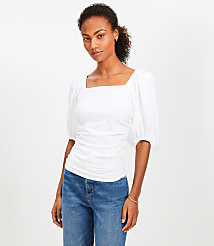 Ruched Bubble Sleeve Top carousel Product Image 1