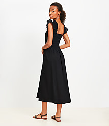 LOFT Beach Smocked Ruffle Strap Midi Pocket Dress carousel Product Image 3