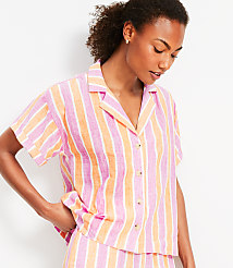 LOFT Beach Striped Linen Shirt carousel Product Image 3
