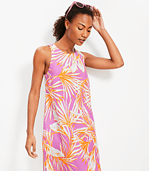 Petite Island Frond Linen Blend Cutout Back Mini Pocket Dress carousel Product Image 1