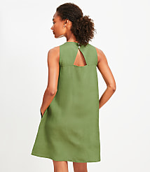 Linen Blend Cutout Back Mini Pocket Dress carousel Product Image 3