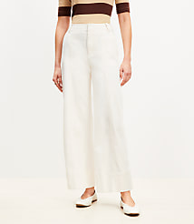 Curvy Seamed Palmer Wide Leg Crop Pants in Twill carousel Product Image 1
