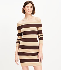 Stripe Ribbed Off The Shoulder Mini Sweater Dress carousel Product Image 2