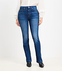 Petite Curvy Let Down Hem Mid Rise Boot Jeans in Original Medium Stone Wash carousel Product Image 1
