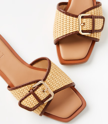 Straw Buckle Slide Sandals carousel Product Image 2