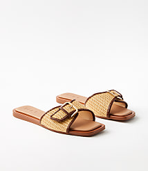 Straw Buckle Slide Sandals carousel Product Image 1