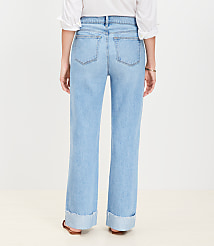 Curvy Flip Cuff High Rise Wide Leg Jeans in Light Wash carousel Product Image 2