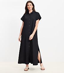 Petite Poplin Maxi Pocket Shirtdress carousel Product Image 1