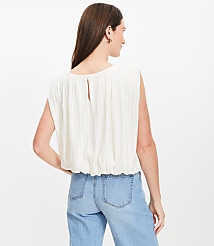 Side Tie Pleated Bubble Top carousel Product Image 2