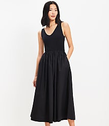 Mixed Media Midi Pocket Dress carousel Product Image 1