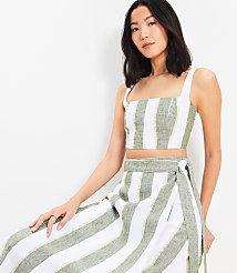 LOFT Beach Striped Linen Square Neck Bralette carousel Product Image 1
