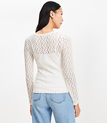 Lace Long Sleeve Crew Neck Tee carousel Product Image 2