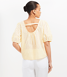 Eyelet Cutout Back Bubble Sleeve Top carousel Product Image 2