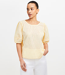Eyelet Cutout Back Bubble Sleeve Top carousel Product Image 3