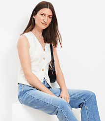 Striped Cotton Linen Pocket Vest carousel Product Image 3