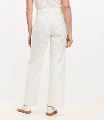Cuffed Ankle Pants in Striped Cotton Linen carousel Product Image 4