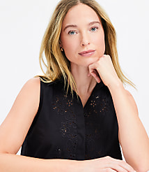 Petite Poplin Pleated Sleeveless Shirt carousel Product Image 2