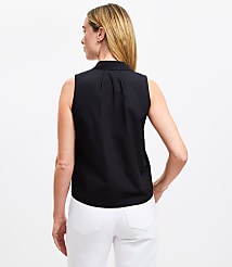 Petite Poplin Pleated Sleeveless Shirt carousel Product Image 3