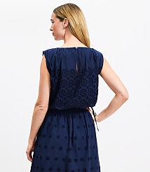 Eyelet Side Tie Pleated Bubble Top carousel Product Image 2