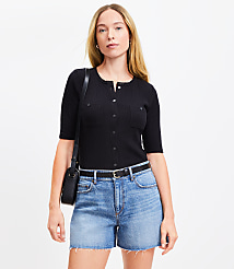 Destructed High Rise Cut Off Denim Shorts in Authentic Dark Wash carousel Product Image 1