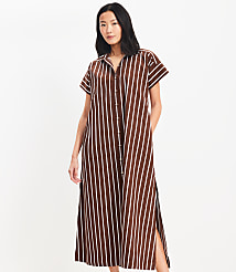 Striped Poplin Maxi Pocket Shirtdress carousel Product Image 2