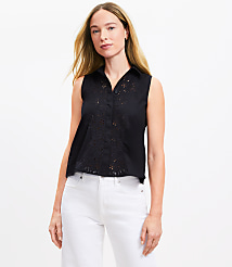 Petite Poplin Pleated Sleeveless Shirt carousel Product Image 1