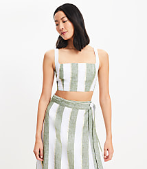 LOFT Beach Striped Linen Square Neck Bralette carousel Product Image 3