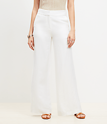 Petite Clean Wide Leg Pants in Linen Blend carousel Product Image 2