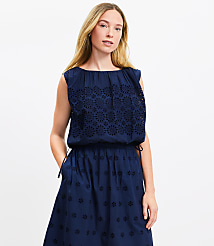 Eyelet Side Tie Pleated Bubble Top carousel Product Image 3
