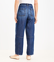 Petite Curvy High Rise Barrel Jeans in Dark Wash carousel Product Image 2