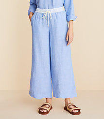 Lou & Grey Crosshatch Linen Wide Leg Crop Pants carousel Product Image 2