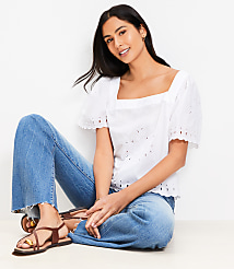 Eyelet Square Neck Top carousel Product Image 2