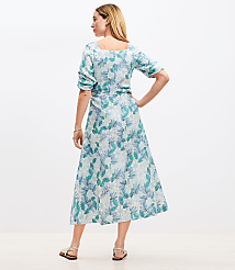 Gardenia Shirred Linen Blend Button Midi Dress carousel Product Image 3