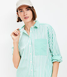 Striped Poplin Everyday Oversized Pocket Shirt carousel Product Image 2