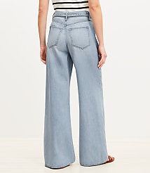 Petite Palazzo Jeans in Light Wash carousel Product Image 3