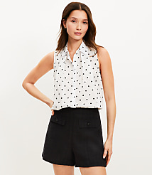 Dotted Pleated Sleeveless Shirt carousel Product Image 1