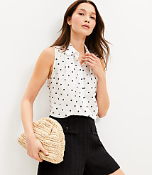 Dotted Pleated Sleeveless Shirt carousel Product Image 2