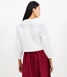 Petite Balloon Sleeve Denim Jacket in White carousel Product Image 2
