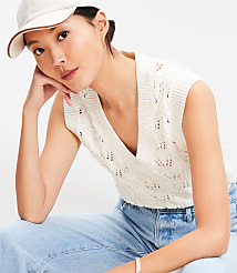 Pointelle V-Neck Sweater Vest carousel Product Image 2