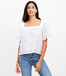 Eyelet Square Neck Top carousel Product Image 1
