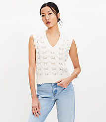 Pointelle V-Neck Sweater Vest carousel Product Image 1