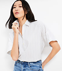 Petite Striped Henley Dolman Everyday Tunic Shirt carousel Product Image 1