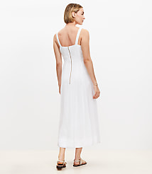 Petite Linen Blend Seamed Midi Pocket Dress carousel Product Image 3